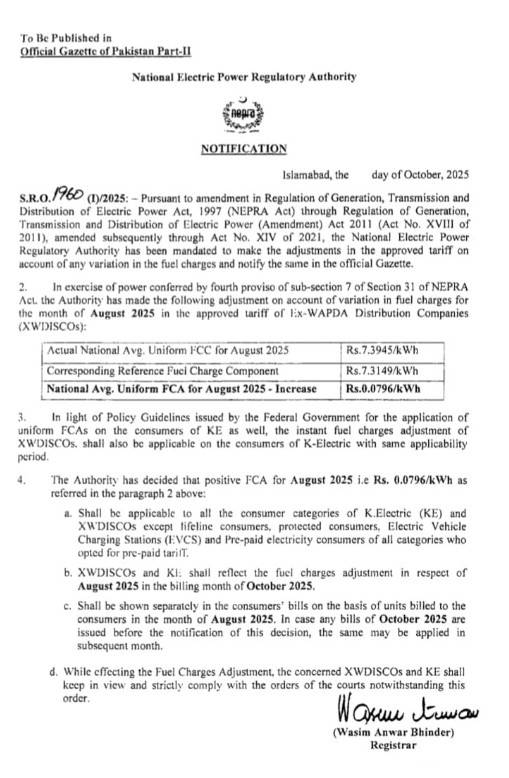 October Electricity Bills Set To Rise Under New Fuel Charges Adjustment