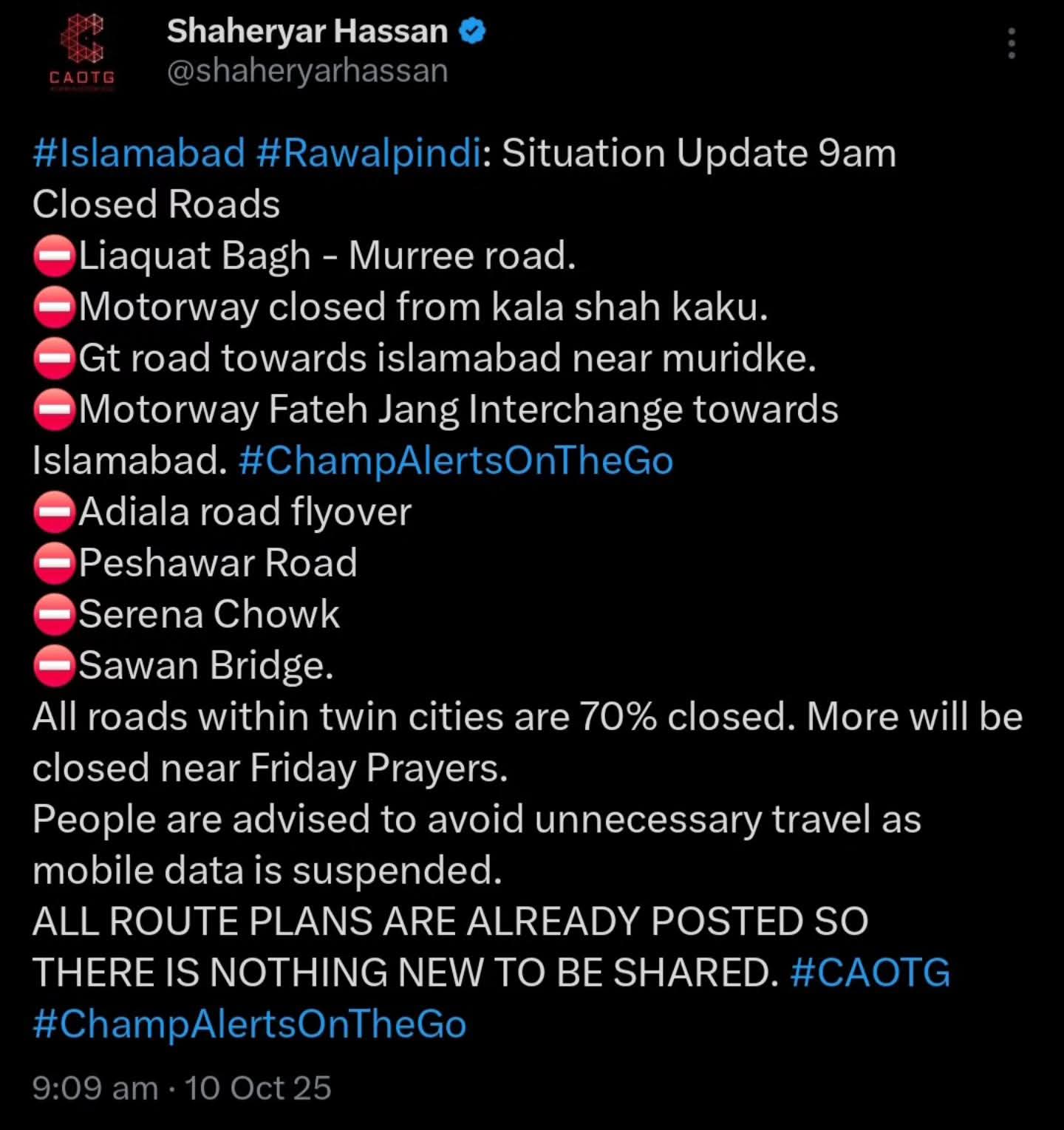 These Roads Are Closed For Traffic In Islamabad Rawalpindi Amid Protest Call