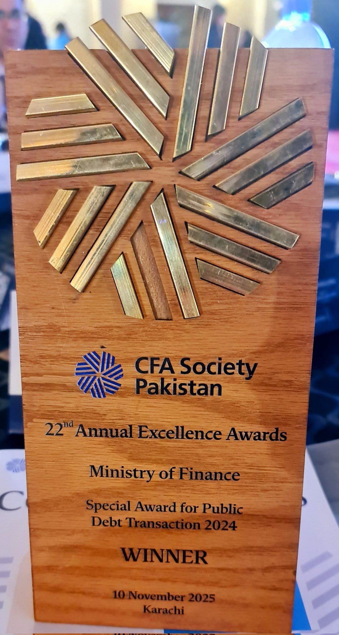 Ministry Of Finance Honored At Cfa Society Pakistan Excellence Awards 2025 