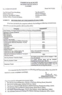 Pakistan Railways Restores Concessions On Train Fares Govt Employees Students 