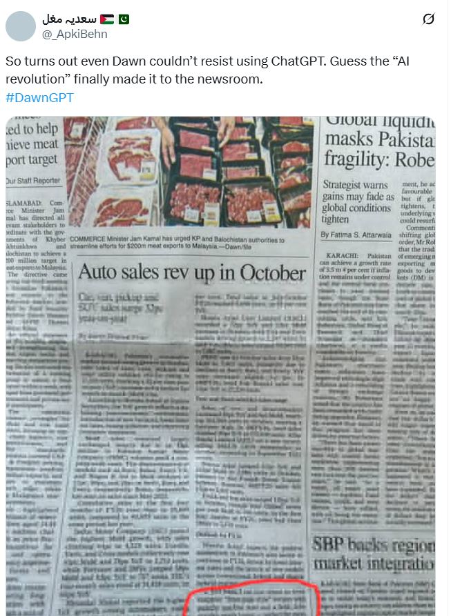 Readers In Shock As Chatgpt Blunder By Leading Pakistani Newspaper Goes Viral 