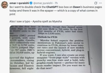 Readers in Shock as ChatGPT Blunder by Leading Pakistani Newspaper goes viral - Pakistan Observer