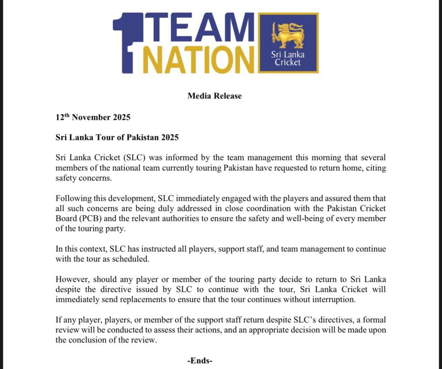 Sri Lanka Cricket To Continue Pakistan Tour Despite Indian Propaganda 