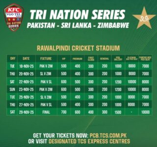 T20i Tri Series Tickets Go On Sale Today For Pakistan Vs Sri Lanka Zimbabwe
