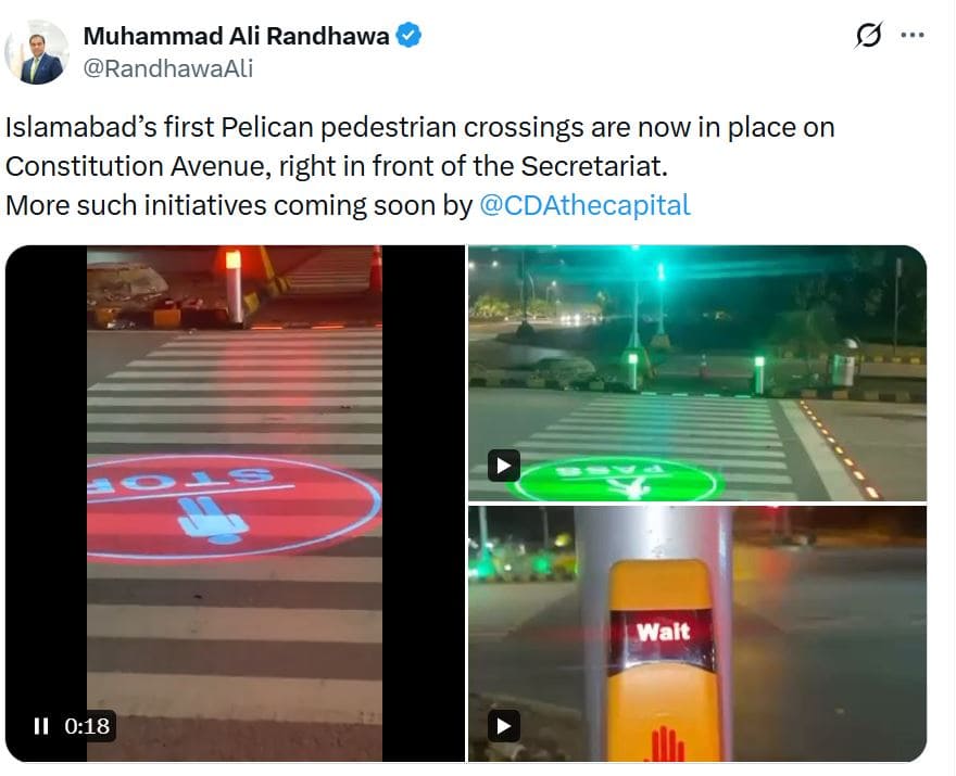 Smart City Vision Takes Shape As Islamabad Gets Its First Modern Pelican Crossing 