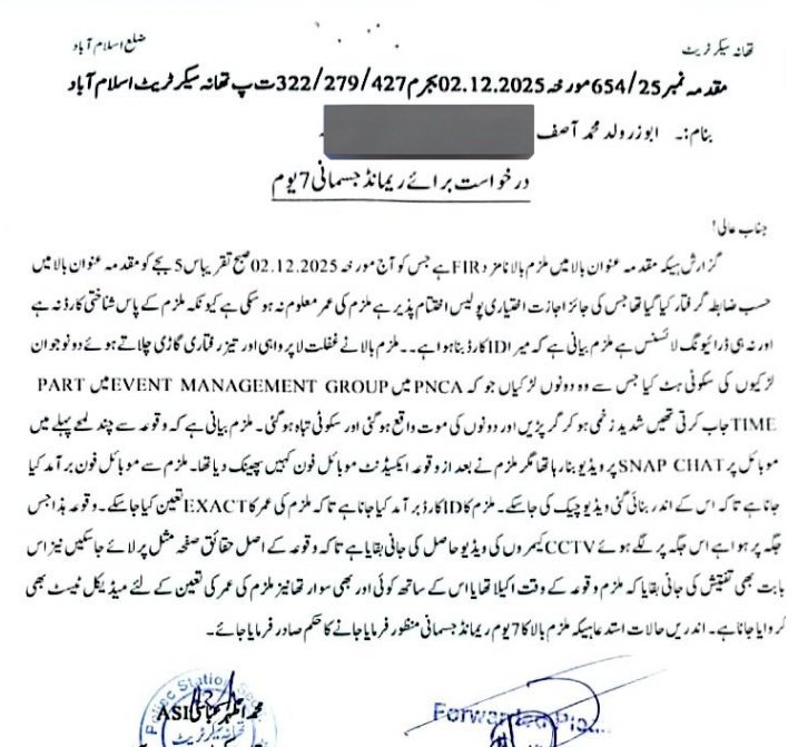 Teenage Son Of Islamabad High Court Crushes Two Women Near Secretariat Chowk 