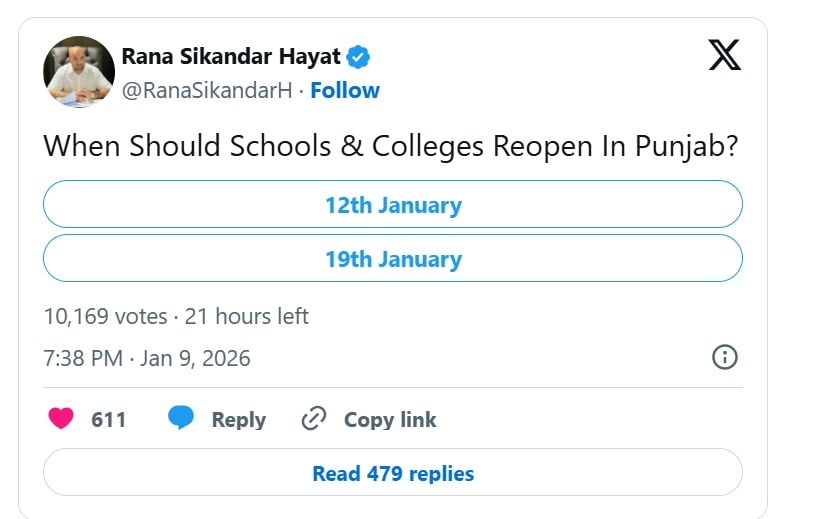 January 12 Or January 19 Punjab Minister Wants Public To Decide On Winter Holidays 