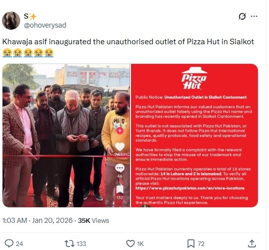 Khawaja Asif Lands In Trouble After Inaugurating Unauthorized Pizza Outlet In Sialkot
