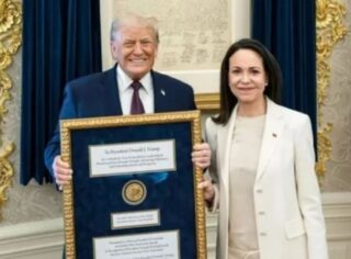 Venezuelan Opposition Leader Maria Corina Machado Presents Nobel Peace Prize Medal To President Trump