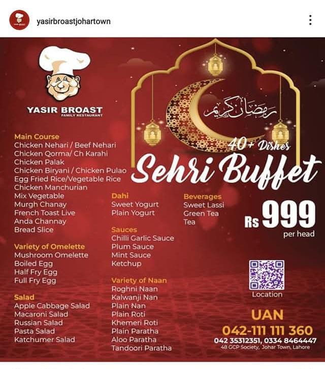Best Sehri Buffet In Lahore 2026 Check Sehri Deals Starting At Rs999 