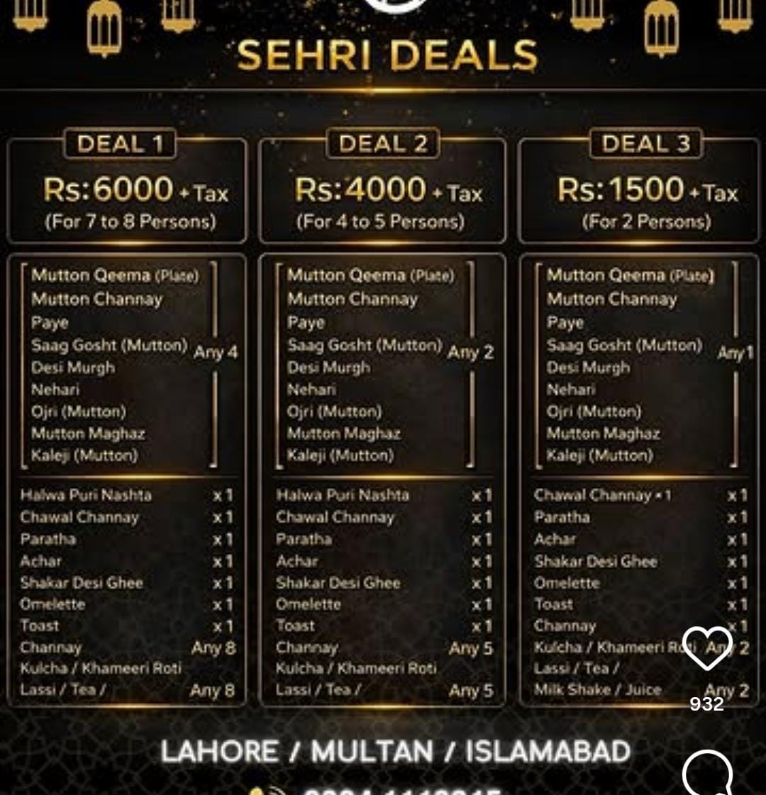 Best Sehri Buffet In Lahore 2026 Check Sehri Deals Starting At Rs999 