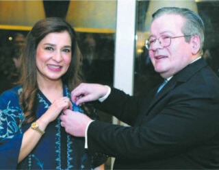 French Envoy Confers National Order Of Merit On Ayesha Raza Farooq