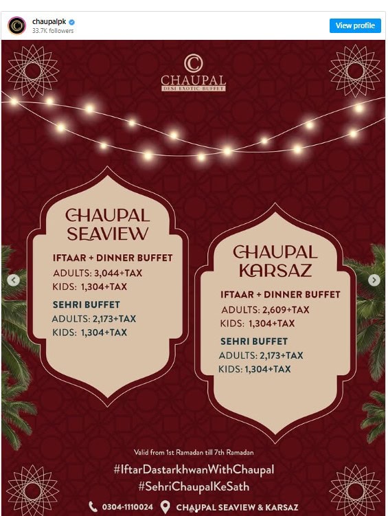 Iftar Buffet Deals In Karachi Ramadan 2026 