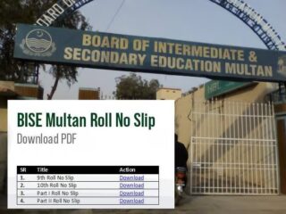 Bise Multan Class 10 Roll Number Slips 2026 Issued How To Download