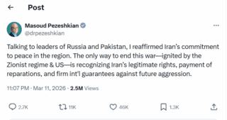 Iran President Masoud Pezeshkian Sets Conditions For Wars End 