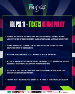 Pcb Announces Tickets Refund Policy For Hbl Psl 2026 
