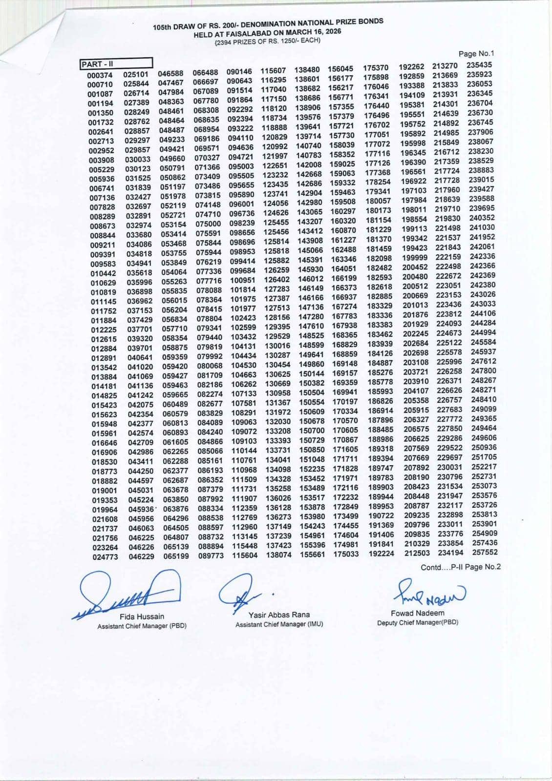 Rs200 Prize Bond Draw105 March 2026 Full Winners List Download 