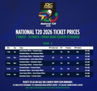 Tickets For Abs Developers National T20 Cup 2026 Go On Sale In Peshawar