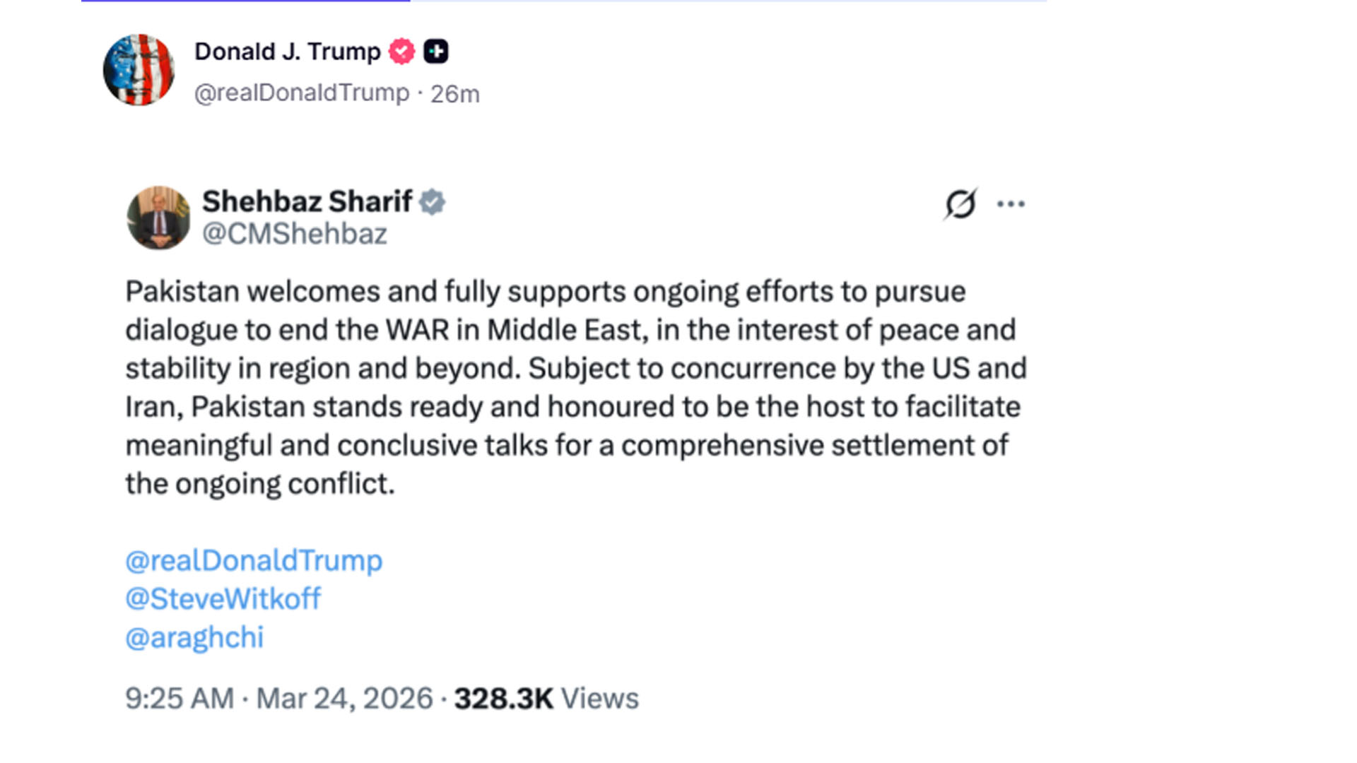 Trump Reposts Pak Pm Shehbaz Sharifs Peace Proposal On Social Media 