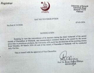 University Of Karachi Moves Morning Classes Online Amid Rising Petrol Prices 