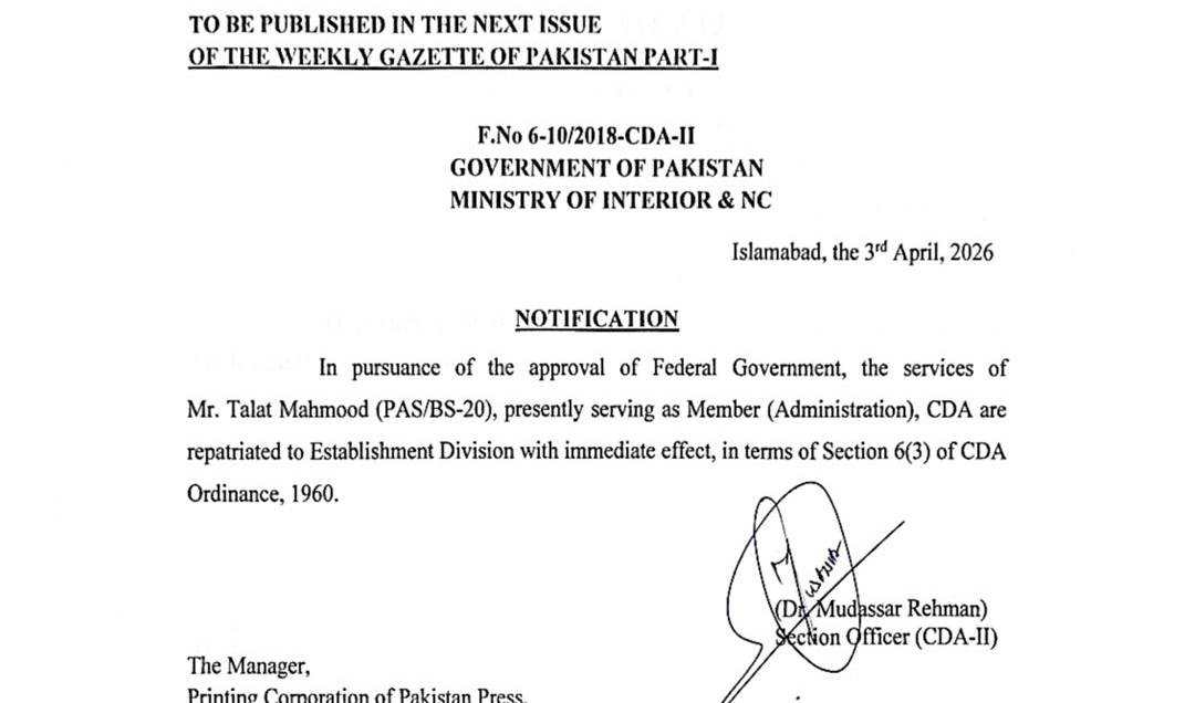 Major Shake Up At Cda As Federal Govt Reshuffles Top Members 