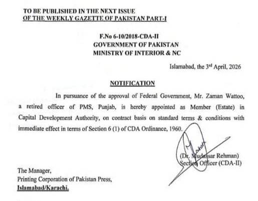 Major Shake Up At Cda As Federal Govt Reshuffles Top Members 