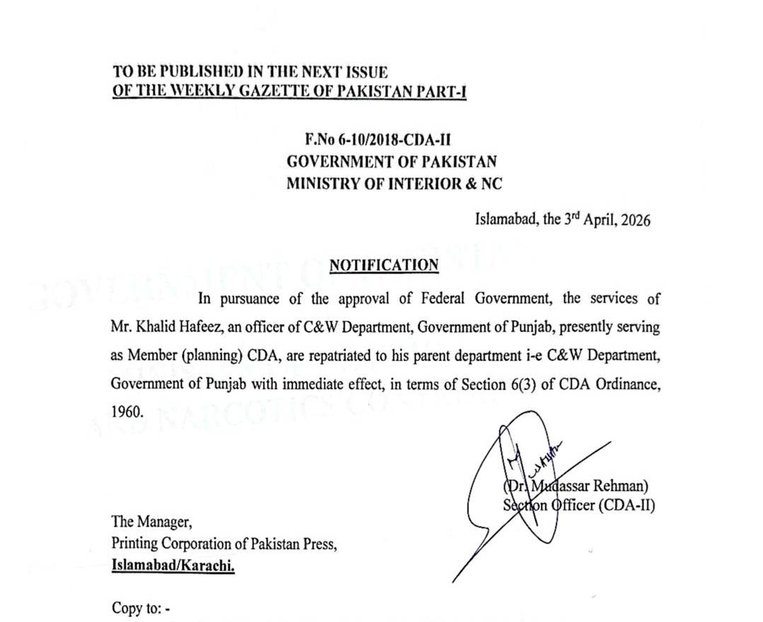Major Shake Up At Cda As Federal Govt Reshuffles Top Members 