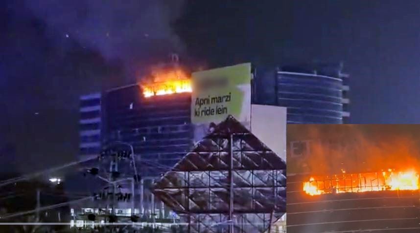 Fire breaks out at Commercial Plaza near Liberty Roundabout in Lahore