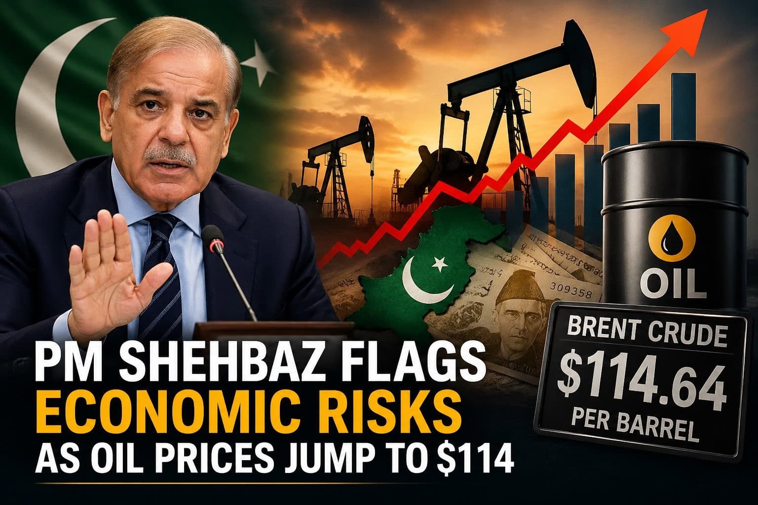 PM Shehbaz flags economic risks as oil prices jump to $114