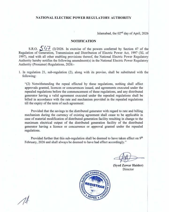 Update For Existing Solar Users In Pakistan Under Nepras Revised Policy 