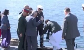 Video Goes Viral As Indian Defence Minister Falls While Entering Submarine