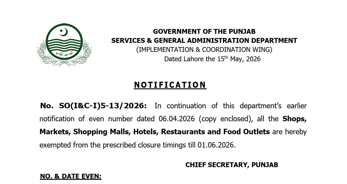 Market Timings Revised In Lahore As Govt Ends 8 Pm Closure Ahead Of Eid 