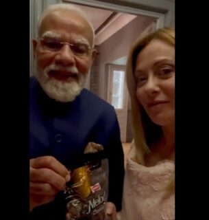 Modi Gifts Melody Toffees To Meloni During Rome Meeting