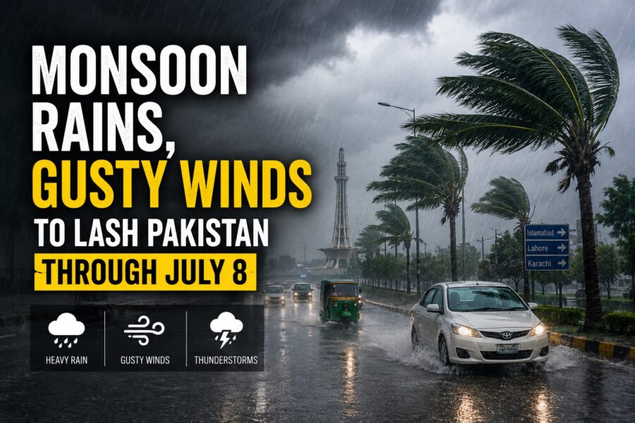 Monsoon Rains Gusty Winds To Lash Pakistan Through July 8