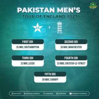Pakistan To Tour England For Five Odis In 2027 