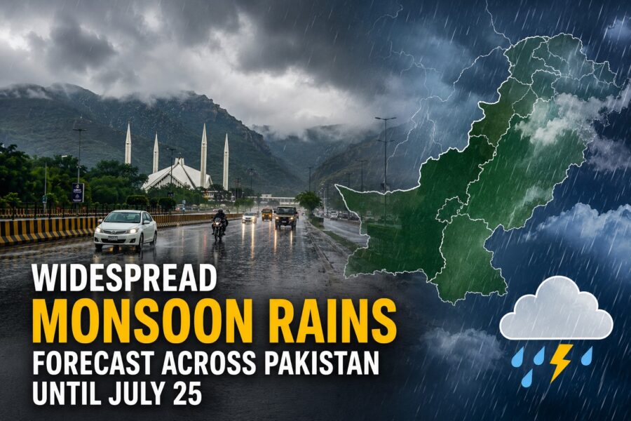 Widespread Monsoon Rains Forecast Across Pakistan Until July 25