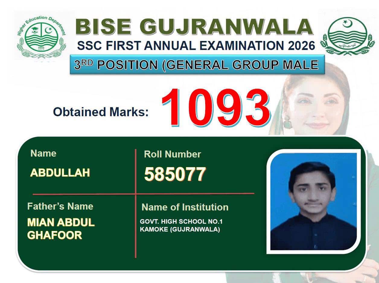 Bise Gujranwala Matric Result 2026 Toppers Position Holders 