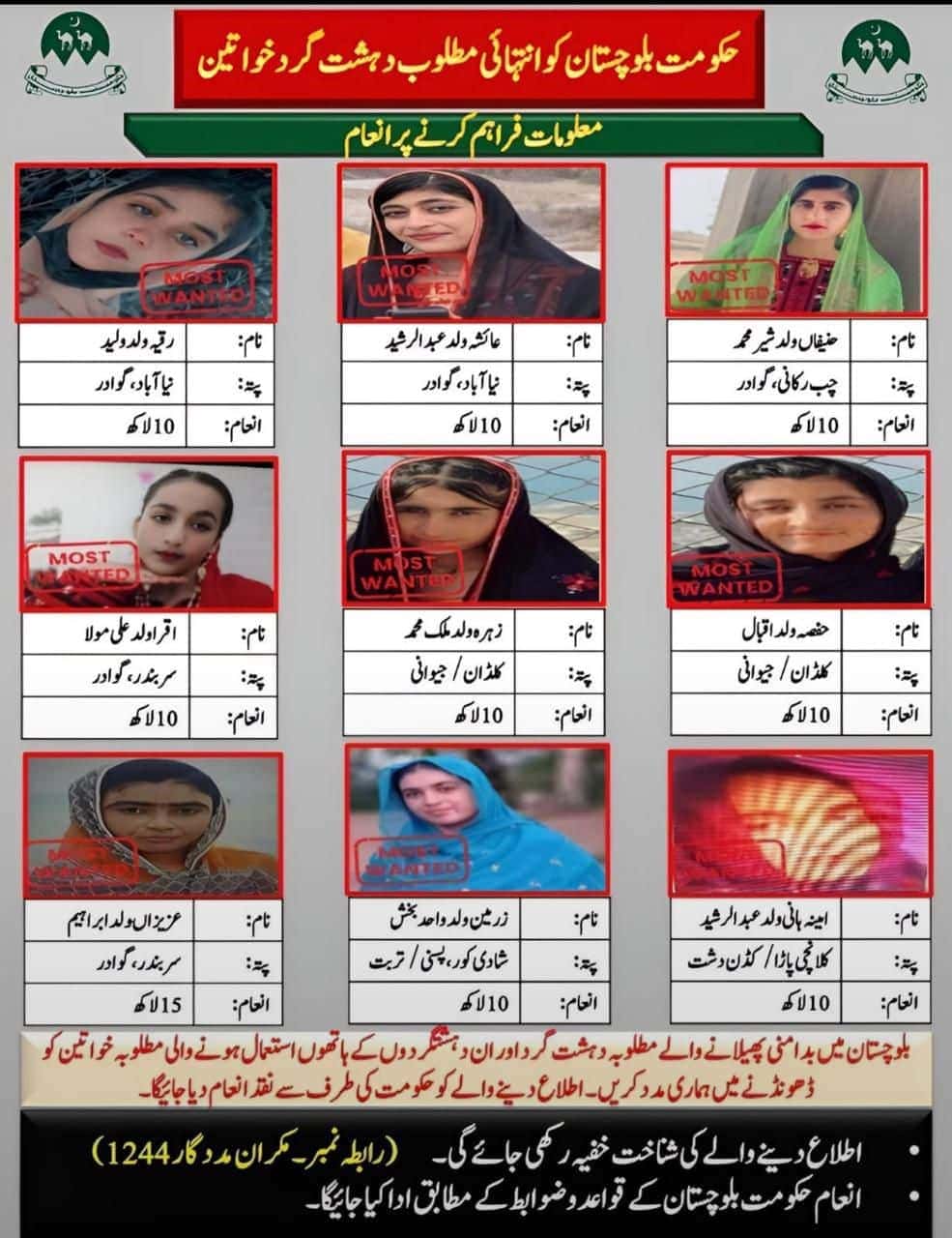 Pakistan Announces Rs1 5 Million Bounty For Fitna Al Hindustan Female Terror Operative 