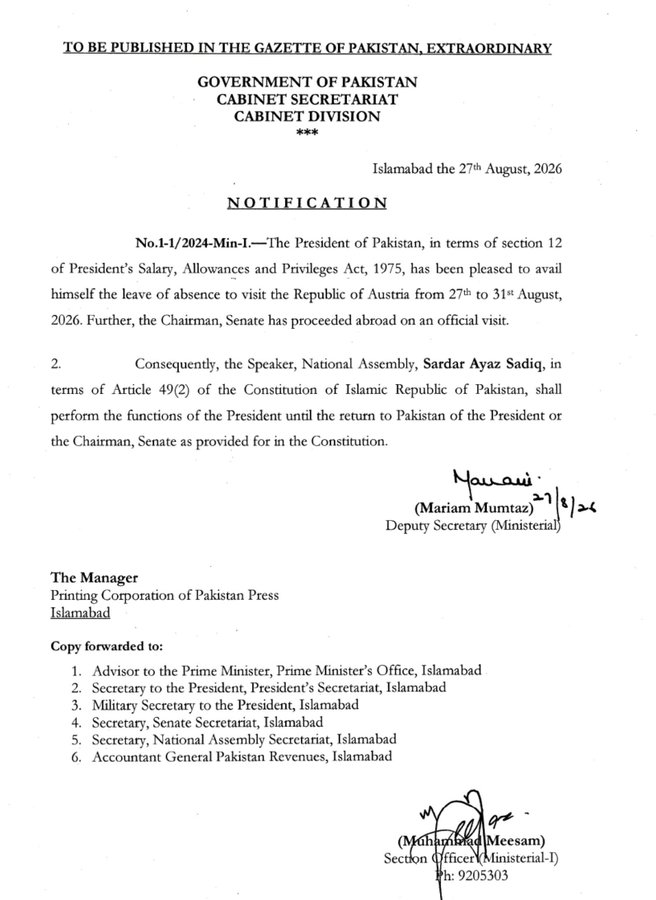 Sardar Ayaz Sadiq Now Serving As Acting President Of Pakistan 