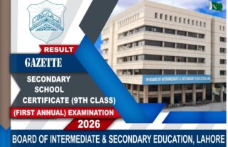 Bise Lahore Board Class 9 Results Gazette 2026 Pdf