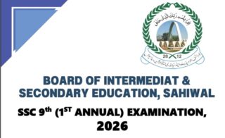 Bise Sahiwal Board 9th Class Results Gazette 2026 Pdf Download