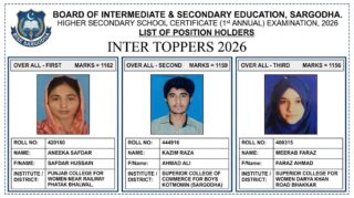 BISE Sargodha Inter 2026 Results, Position Holders