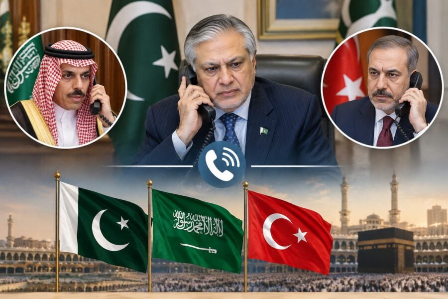 Dar Holds Calls With Saudi Turkish Fms On Makkah Defence Alliance