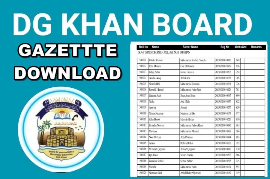 Di Khan Board Inter Class 11 12 Gazette Download Pdf