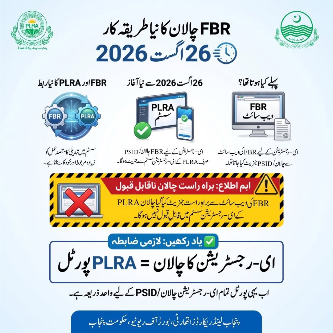 Fbr Property Registration Challan Process Changed In Punjab New Update 