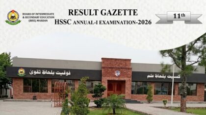 Mardan Board Class 11 Gazette 2026 Download And Online Results