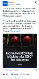 Pcb Brings Back Kookaburra Ball For Domestic First Class Season 