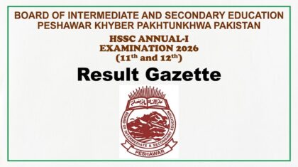 Peshawar Board Inter Class 11 12 Gazette Download Pdf