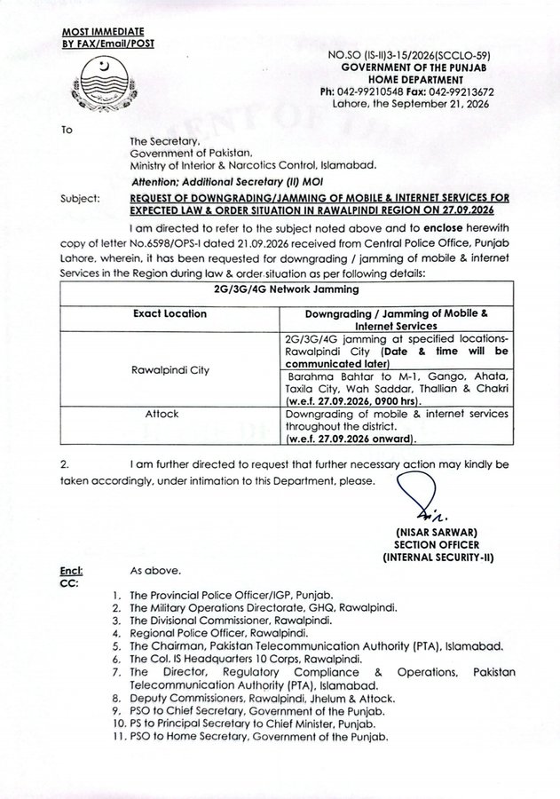 Punjab Govt Seeks Internet Shutdown In These Cities Ahead Of Pti March 