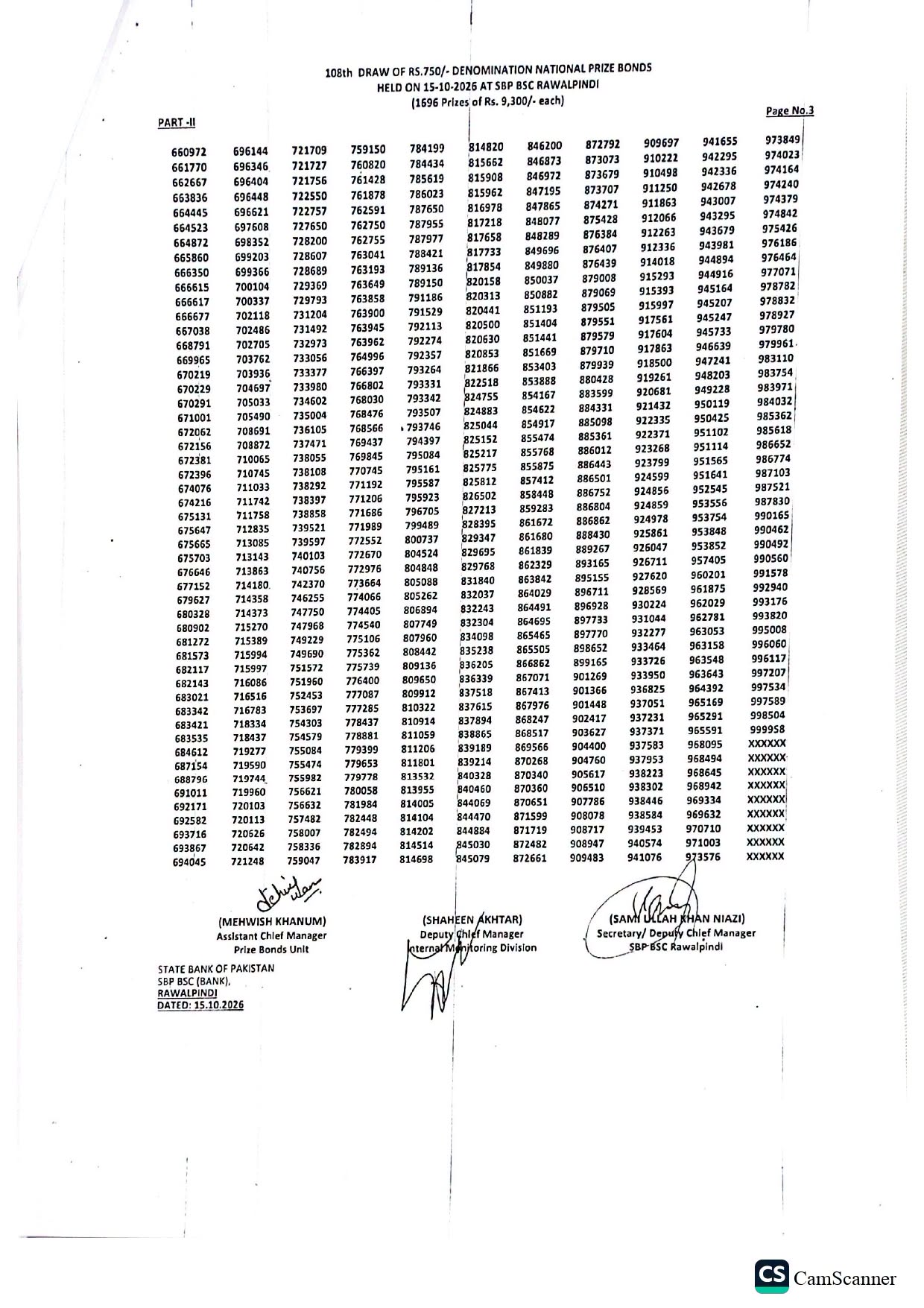 750 Prize Bond Full Draw List 108 Pdf Download 15 October 2026